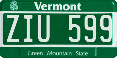 VT license plate ZIU599