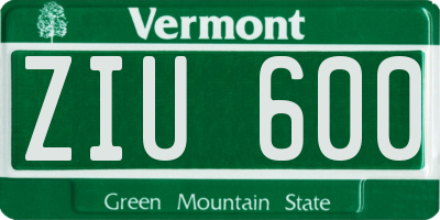 VT license plate ZIU600