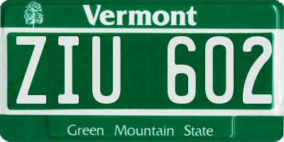 VT license plate ZIU602