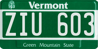 VT license plate ZIU603