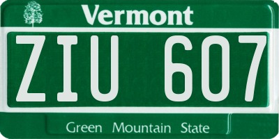 VT license plate ZIU607