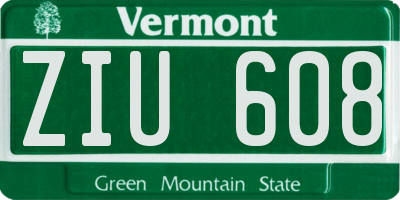 VT license plate ZIU608