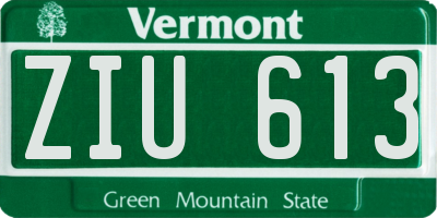VT license plate ZIU613