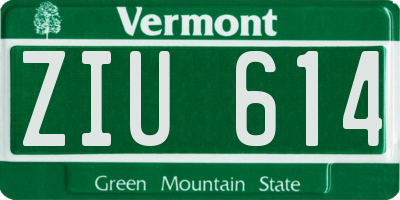 VT license plate ZIU614