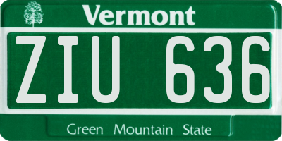 VT license plate ZIU636
