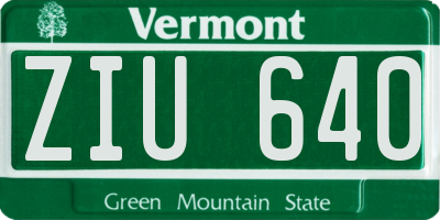 VT license plate ZIU640