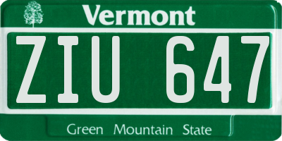 VT license plate ZIU647