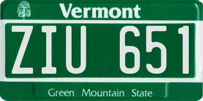 VT license plate ZIU651