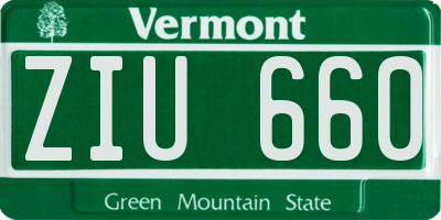 VT license plate ZIU660