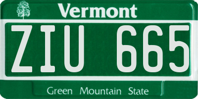 VT license plate ZIU665