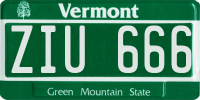 VT license plate ZIU666