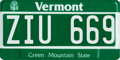 VT license plate ZIU669