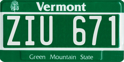 VT license plate ZIU671