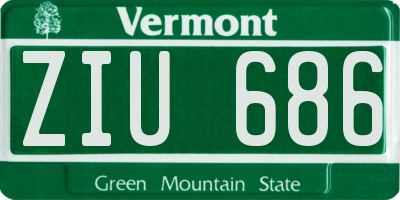 VT license plate ZIU686