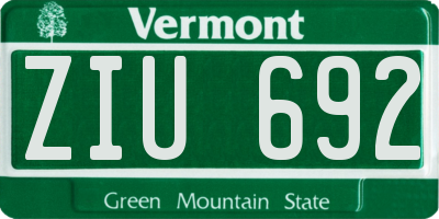 VT license plate ZIU692