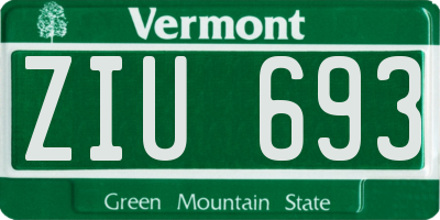 VT license plate ZIU693