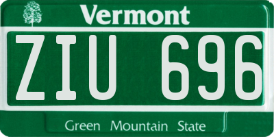 VT license plate ZIU696