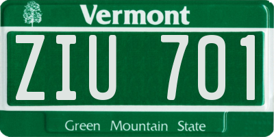 VT license plate ZIU701