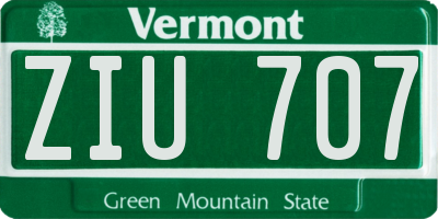 VT license plate ZIU707