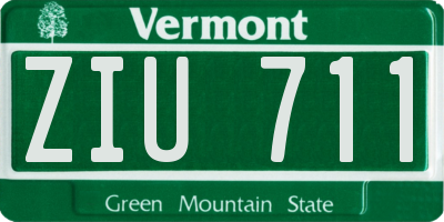 VT license plate ZIU711