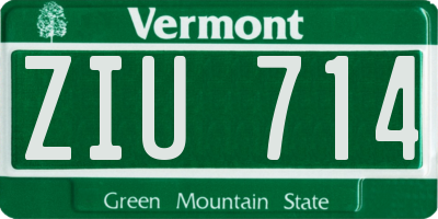 VT license plate ZIU714