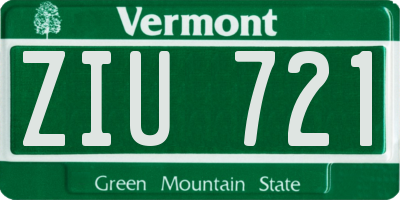 VT license plate ZIU721