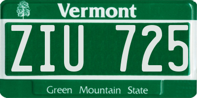 VT license plate ZIU725