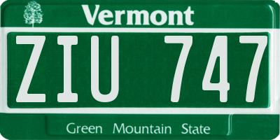 VT license plate ZIU747