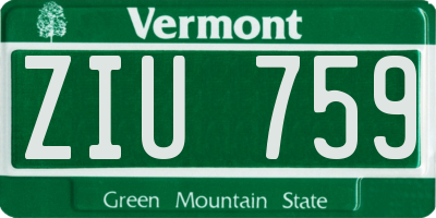 VT license plate ZIU759