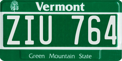 VT license plate ZIU764