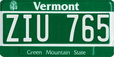 VT license plate ZIU765