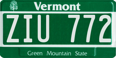 VT license plate ZIU772
