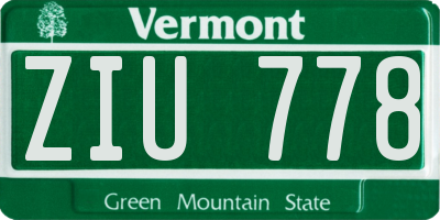VT license plate ZIU778