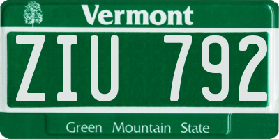 VT license plate ZIU792