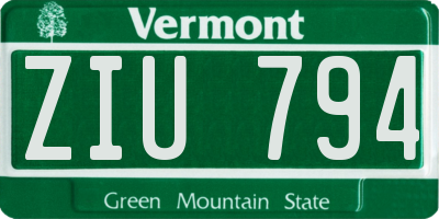VT license plate ZIU794