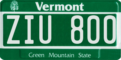 VT license plate ZIU800