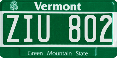 VT license plate ZIU802