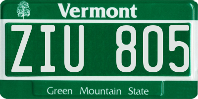 VT license plate ZIU805
