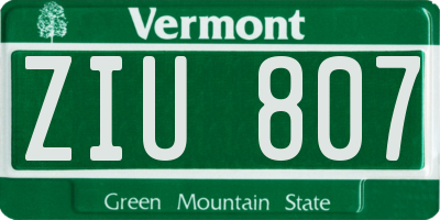 VT license plate ZIU807