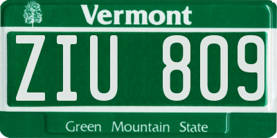 VT license plate ZIU809