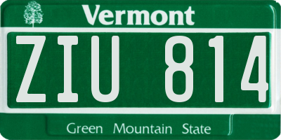 VT license plate ZIU814