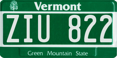 VT license plate ZIU822