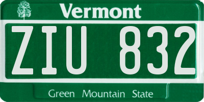 VT license plate ZIU832
