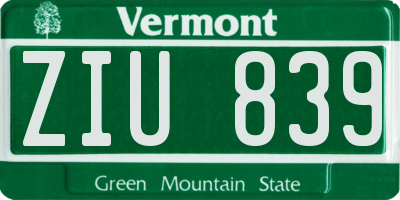 VT license plate ZIU839