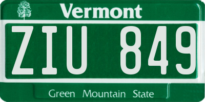 VT license plate ZIU849