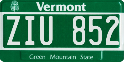 VT license plate ZIU852