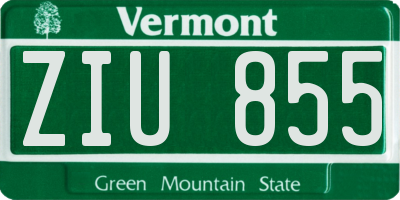 VT license plate ZIU855
