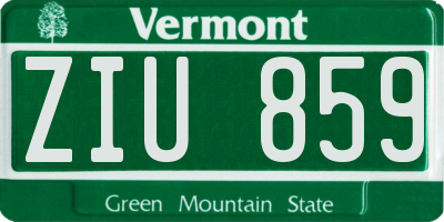 VT license plate ZIU859