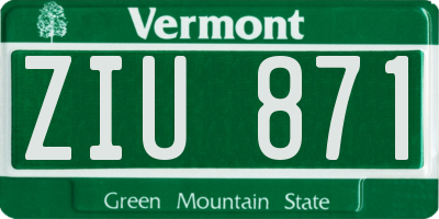 VT license plate ZIU871