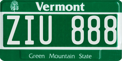 VT license plate ZIU888
